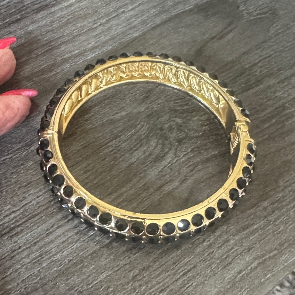 Gold Bracelet with Black Stones - Women Jewelry